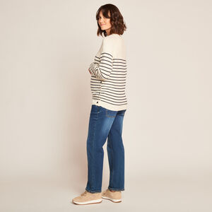Pull d'allaitement en tricot rayé esprit marinière avec col fantaisie  