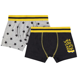 Lot de 2 boxers uni / à étoiles et touches de jaune 