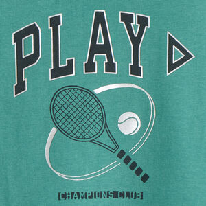 Sweat molleton uni print tennis garçon 