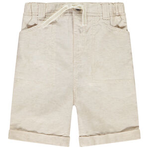 Bermuda en toile flammée unie pour bébé garçon 