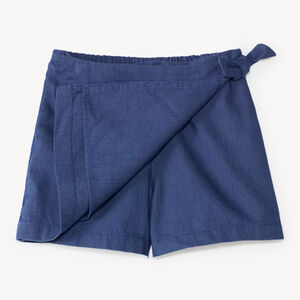 Jupe short fille en toile bleu marine 