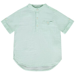 Chemise manches courtes uni à col tunisien pour garçon  