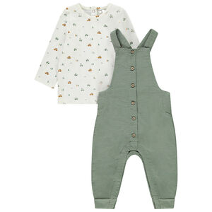 Ensemble salopette doublée + t-shirt manches longues bébé garçon 
