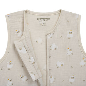 Gigoteuse TOG 0.5 en gaze imprimée moutons 18-36M La Vie à la Ferme beige 