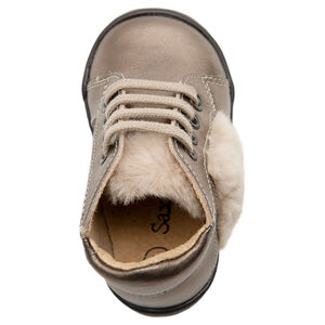 Bottillons irisés en cuir avec empiècements en fausse fourrure 