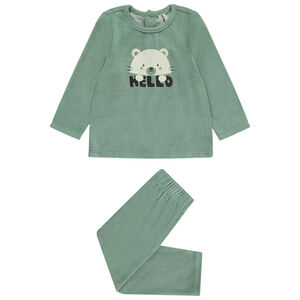 Ensemble 2 pièces en velours et print fantaisie pour bébé garçon 
