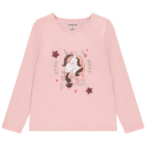 T-shirt manches longues à print et sequins pour fille 