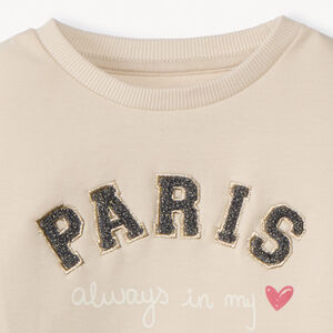 Sweat molleton uni avec broderie loop pailleté pour fille  