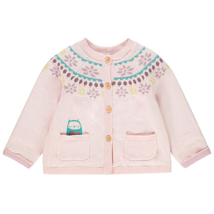 Gilet En Tricot A Motif Jacquard Et Poches Pour Bebe Fille Orchestra Fr