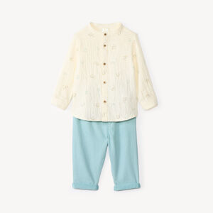 Ensemble 2 pièces chemise et pantalon bébé garçon motifs dinosaures 