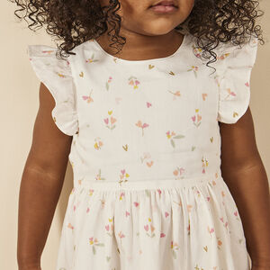 Robe manches courtes volantées imprimé fleuris pour bébé fille 