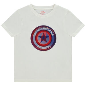 T-shirt manches courtes print lenticulaire Captain America/Avengers Marvel pour garçon 