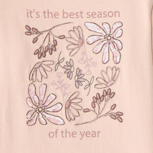 T-shirt manches longues fille print à sequins fantaisie 