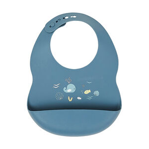 Bavoir en silicone avec récupérateur bleu infinity 