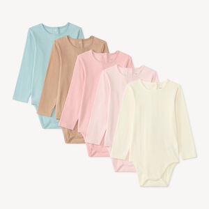 Lot de 5 bodies manches longues en interlock unis fille 