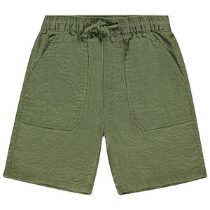 Bermuda en toile unie effet strié pour garçon 