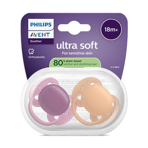 Lot de 2 sucettes silicone 18M+ Ultra Soft unies (lot aléatoire) 