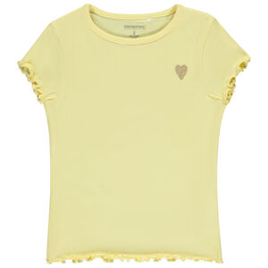 T-shirt manches courtes côtelé à cœur brodé pour fille 