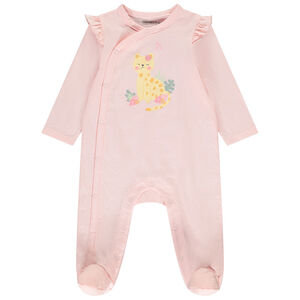 Dors-bien rose fantaisie avec print et volants pour bébé fille  