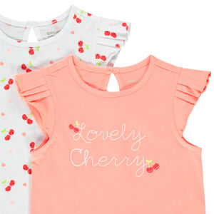 Lot de 2 t-shirts manches courtes volantées pour bébé fille 