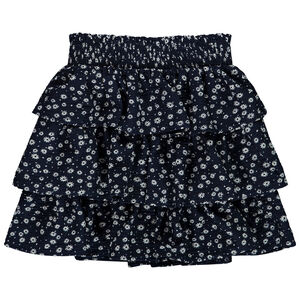 Jupe volantée en jersey froissé imprimé fleurs pour fille 