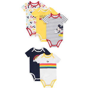 Lot de 5 bodies manches courtes bébé garçon motif Mickey Disney 