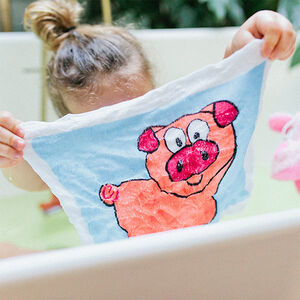 Serviette de bain comprimée 30 x 30 cm cochon 