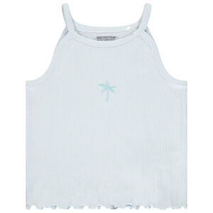 Débardeur court côtelé à broderie pour fille 