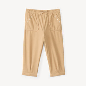 Pantalon bébé fille en velours avec broderies fleuries 