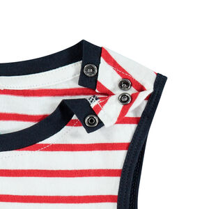 Débardeur en coton bio rayé print Smiley Baby  