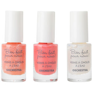 3 vernis à ongle - Rose/Orange/Blanc pailleté 