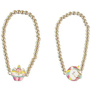 Lot de 2 bracelets licorne dorés en perle pour fille 