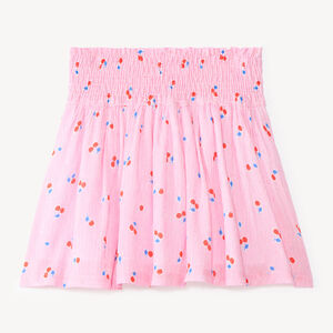 Jupe patineuse smockée imprimé cerises pour fille 