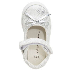 Babies argentées reliéfées avec noeud cousu 