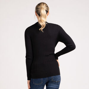 Pull chaussette côtelé à col montant pour femme 