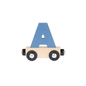 Lettre "A" wagon en bois - bleu 
