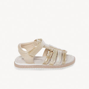 Sandales à brides dorées à paillettes avec boucle fille 