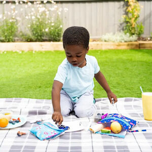 Set de 2 sacs à goûter Snack & Doodle avec tapis de dessins à l'eau Chouette/Bord de mer 