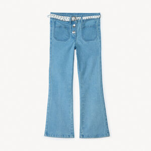 Jean flare avec ceinture tressée pour fille 