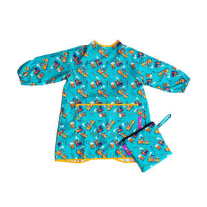 Bavoir tablier à manches longues imprimé Trains 