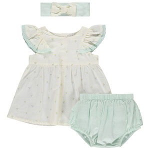 Ensemble 3 pièces tunique + bloomer + bandeau pour bébé fille  