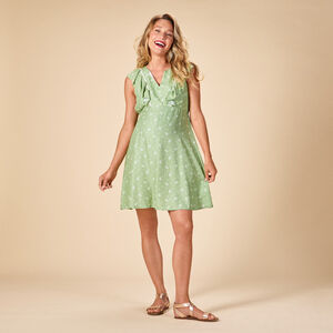 Robe manches courtes volantées imprimé cachemire pour femme 