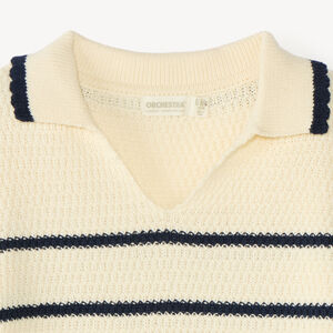 Pull col polo fille style marin 