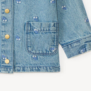 Veste en jean manches longues broderie fleurs pour bébé fille 