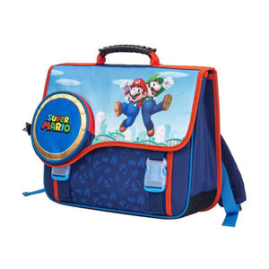 Cartable à 2 compartiments Super Mario bleu 