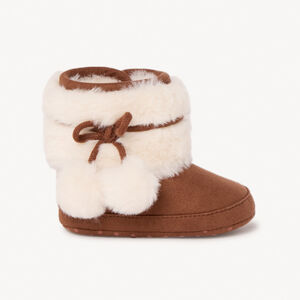 Bottines avec fausse fourrure et pompons pour bébé fille 