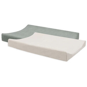 Housse matelas à langer éponge - Vert d'eau/Ivoire - 50x70 cm - 2 Pcs 