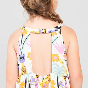 Robe longue imprimée à bretelles fille 
