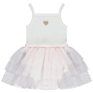 Robe body effet 2 en 1 avec tulle volanté pour bébé fille 