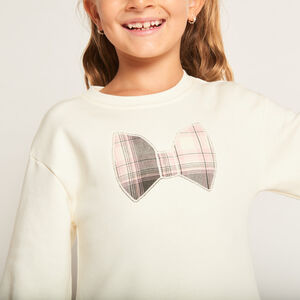 Robe effet 2 en 1 bi-matière motifs carreaux pour fille  